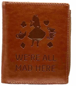 Alice In Wonderland Leather Bi-Fold Wallet W/Zippered Coin Pouch - Brand New - - Picture 1 of 3