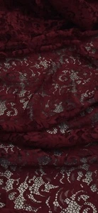 Wine Red Floral Guipure Lace Fabric 58'' PRICE PER METER - Picture 1 of 2