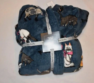 Bata polar para mujer Vera Bradley Cat's Meow 21640-P88 azul nueva con etiquetas Foto 1 de 4