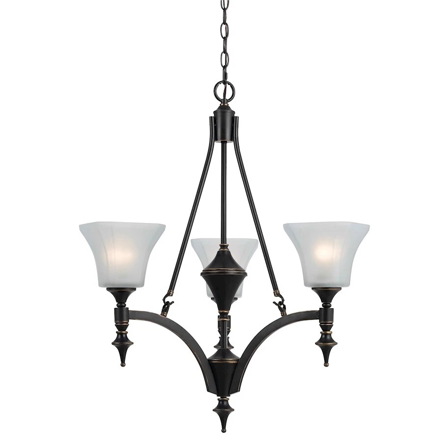 Lámpara de araña Cal Lighting Rockwood Iron 3 luces, bronce/blanco, 29" - FX-3541-3 Foto 1 de 1