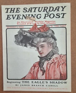 Antique Saturday Evening Post Magazine - Elegant Woman - 1904 COVER ONLY - Picture 1 of 1