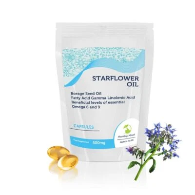 HEALTHY MOOD STARFLOWER Borretschsamenöl Linolenic GLA 500mg 30/60/90/120/180/250 KAPSELN