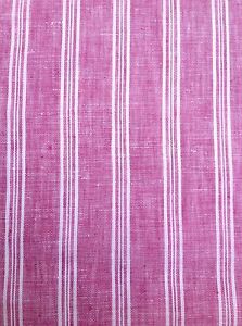 100% Linen Fabric Yarn Dyed Stripe and Coordinated Solid Color Hot Pink
