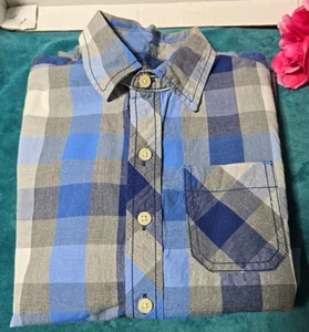 Arizona Jean Co. Boys Blue Check Dress Shirt Size 8 Small New - Picture 1 of 5