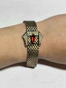 Bracciale Vintage Kreisler Cinturino Orologio Stile Rubino Rosso Strass (Riparazione) RR1645 - Foto 1 di 10