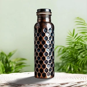 34 Unzen reines Kupfer Wasserflasche - handgefertigte gehämmerte Oberfläche - ayurvedische Gesundheit USA - Bild 1 von 8