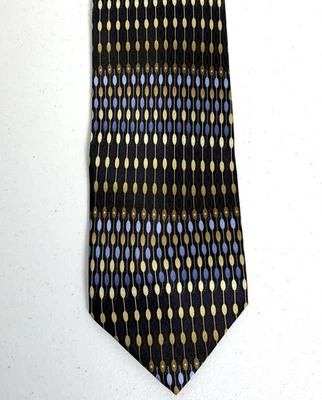 Corbata GIORGIO BRUTINI Art Deco 100% Seda Negra, Dorada, Azul 4x60 HERMOSA Foto 1 de 4