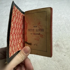 Antique French pocket prayer book Mini MON PETIT LIVRE DE PRIÈRES 1800s Bible - Foto 1 di 4