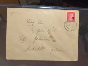 1944 Deutschland Briefumschlag mit Hitler 12PF Briefmarke gekauft in Theresienstadt, Tschechien BESCHREIBUNG LESEN - Bild 1 von 7