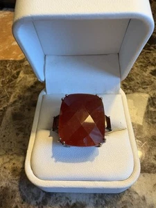 HUGE Red Jade Garnet Ross Simons Sterling Ring Size 5 - Picture 1 of 7