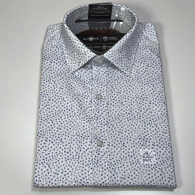 Camisa de vestir Alfani para hombre ajustada reguladora de temperatura, blanca azul marino 15-15,5 34-35 $65 Foto 1 de 4