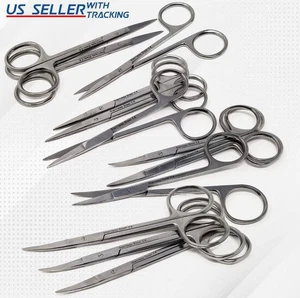 12 Pcs IRIS Scissors 4.5" Straight + Curved Surgical Dental Instruments New - Picture 1 of 3