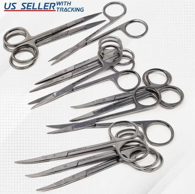 12 Pcs IRIS Scissors 4.5" Straight + Curved Surgical Dental Instruments New - Image 1 of 3