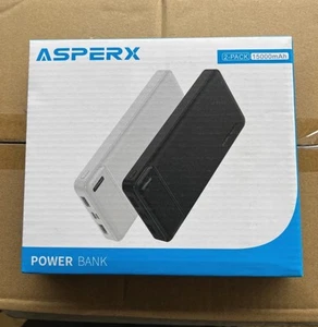 Paquete de 2 bancos de alimentación AsperX cargador portátil carga rápida 15000 mAh PowerBank USB C - Imagen 1 de 10