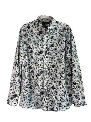 Camisa de Vestir Nick Graham Calce Moderno Manga Larga Abotonada Floral Rosas Hombres Grande Foto 1 de 4
