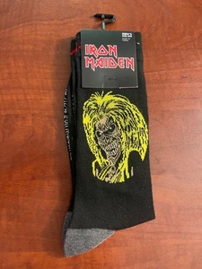 Iron Maiden Crew Socks NEW Eddie the Head Men Sizes 7-12 One Pair Black Killers - Picture 1 of 1