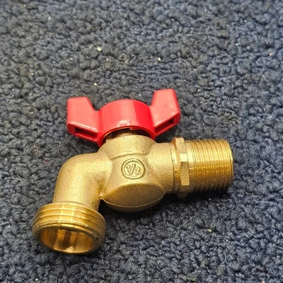 (QTY 2) Madol 79-210: 1/2" Male NPT Inlet x 3/4" Outlet Brass Ball Hose Bibb - Image 1 of 4