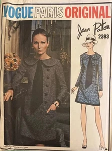 RARE! 60s #2383 CUT Vogue Jean PATOU Designer Dress Sewing Pattern, Size 16 - Picture 1 of 8