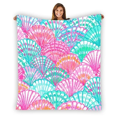 Lilly Pulitzer Sea Shell Custom Warm Single-Side Printing Flannel Fleece Blanket - Image 1 of 3