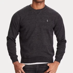 Polo Ralph Lauren Mens Size M 100% Cotton Crewneck Sweater Heather Charcoal Gray - Picture 1 of 9