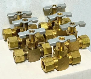 (7) PARKER Brass 3/8" x 3/8" Compression Inline Needle Valves - Picture 1 of 3