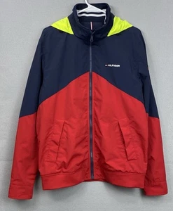Tommy Hilfiger 90’s Color Block Men’s Jacket Size M Hooded Flag Windbreaker - Picture 1 of 14