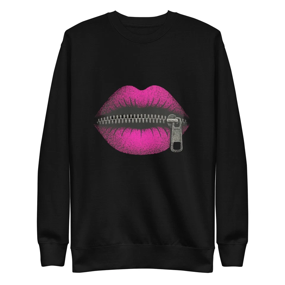 Sudadera Premium Unisex Rosa con Cremallera Labios Foto 1 de 1