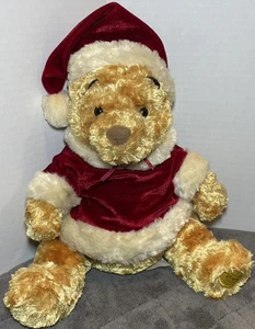 Peluche dorado raro Disney Winnie The Pooh Santa Claus exclusivo de Disney Store  - Imagen 1 de 9