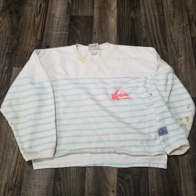 Vintage Quiksilver Sweatshirt Cropped Oversized Stained Size Small Master Plan - Image 1 of 4