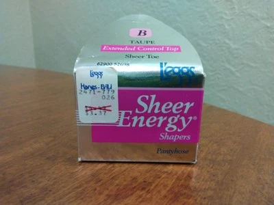 Vintage Leggs Sheer Energy Extended Control Top Pantyhose Sz B Taupe Sheer Toe - Image 1 of 4