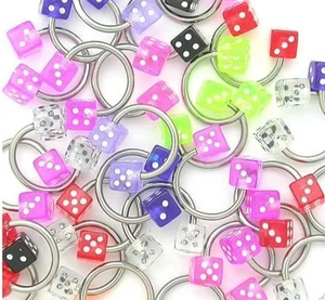 Paar 14g 1/2 UV Glow Acryl 316L Würfel Chirurgenstahl Hufeisen Ohr Brustwarze Helix - Bild 1 von 5