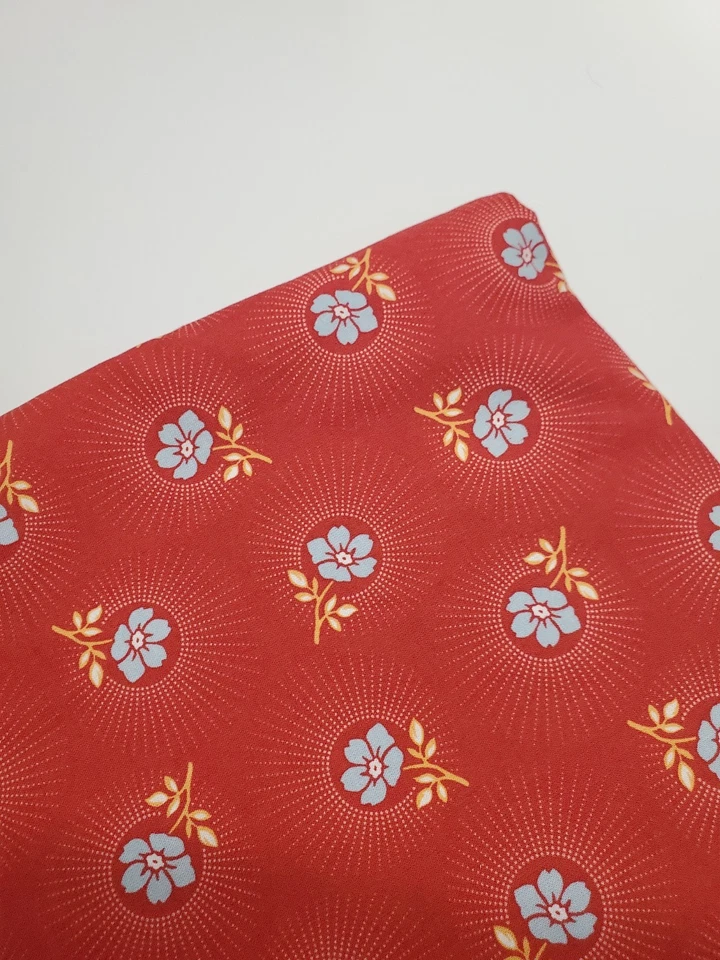 Joel Dewberry Fabric Deer Valley Floral Drop Vintage Red Retro Sew FAT QUARTER - Image 1 of 1