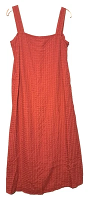Eileen Fisher Womens Cami Dress M Red Faux Wrap Midi Puckered Lagenlook Beach - Image 1 of 4