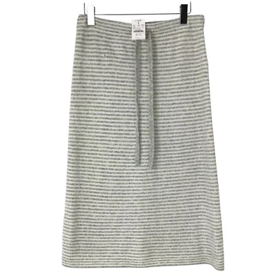J Crew белый/серый в полоску трикотажа Midi прямой Pull-On юбка размер S новый с ярлыком - Изображение 1 из 4