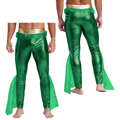 Disfraz de Halloween para hombre Sirena Rey de los Mares Juegos con disfraces Estampado de escamas de pescado brillante Foto 1 de 3