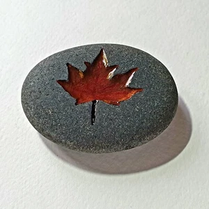 Maple Leaf Gift Design Hand Carved Thoughtful Gift Canada Wedding Oath Stone - Picture 1 of 10
