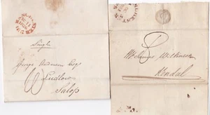 1821/6 2 DIFF RED MANCHESTER CIRCULAR MILEAGE POSTMARK WRAPPERS >KENDAL & LUDLOW - Bild 1 von 1