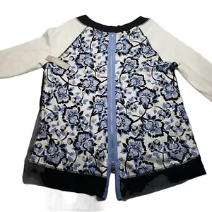 Chico's Zenergy Size 2P Floral Zip Back 3/4 Knit Active Wear Top - Picture 1 of 6