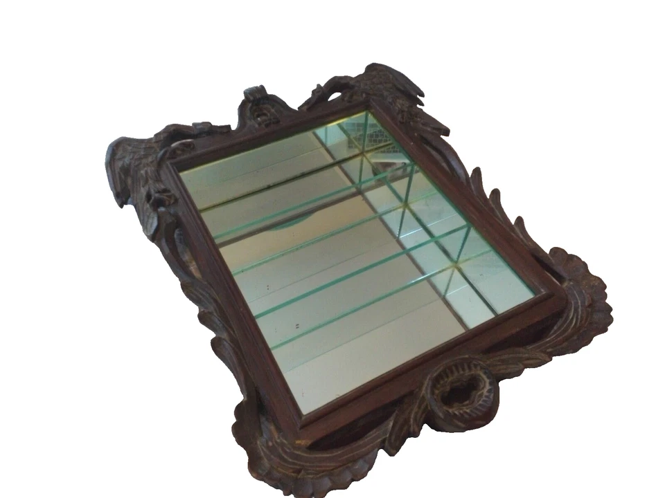 Antique Black Forest ? Glass-Backed Wooden Knick-Knack Shelf - READ! - Image 1 of 4