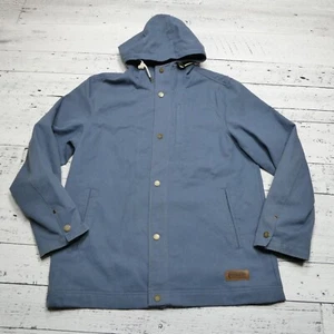 Pendleton Giacca Uomo Grande Blu Cotone Tela Cappuccio Snap Up Cappotto - Foto 1 di 7