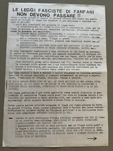 Lotta Continua 1975 dattiloscritto contro leggi fasciste di Fanfani - Imagen 1 de 2