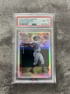 Topps 1999 cromo Manny Ramírez refractor #15 PSA 8 Low Pop - Imagen 1 de 2