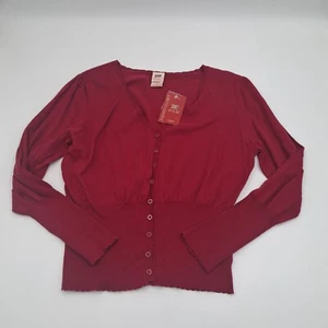 Vintage Faded Glory Strickjacke Pullover Damen XL (16-18) rot gerippt Langarm - Bild 1 von 11