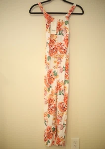 Maaji Girl's Size 12 Floral Jumper Jumpsuit Sleeveless White Orange BRAND NEW - Picture 1 of 8