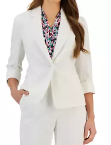 Kasper women's Stretch Pique Notch Collar Jacket Blazer - size 16 - White - Picture 1 of 7