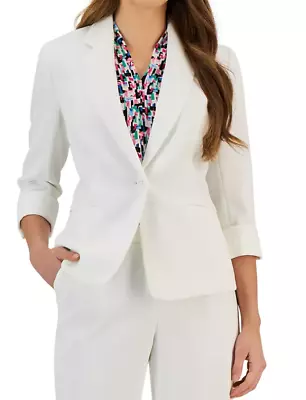 Kasper women's Stretch Pique  Notch Collar Jacket Blazer - size 16 - White - Image 1 of 4