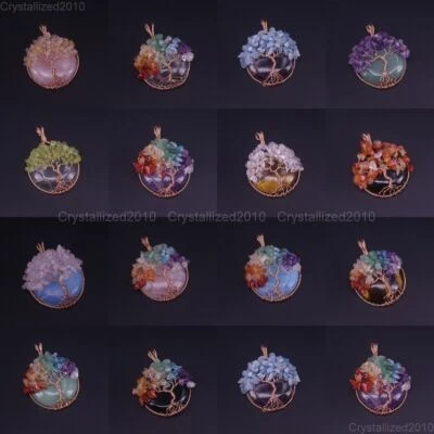 Pietre preziose naturali Albero della vita Rotondo Reiki Chakra Ciondolo... - Immagine 1 di 4