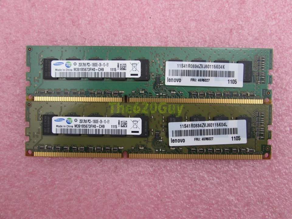 Lenovo 46R6027 4GB 2 x 2GB PC3-10600E DDR3 1333 Workstation Memory Kit Samsung - Image 1 of 2