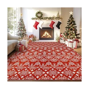 Washable Christmas Area Rug 8x10, Non-Slip Soft Large Carpet with Red Snowfla... - Picture 1 of 8