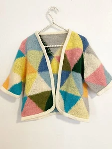 Hand Knitted Short Sleeve Open Front Sweater OS - Picture 1 of 3